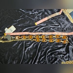 Steve Madden Tortoiseshell Chain Belt Gold Link Adjustable M/L NWT